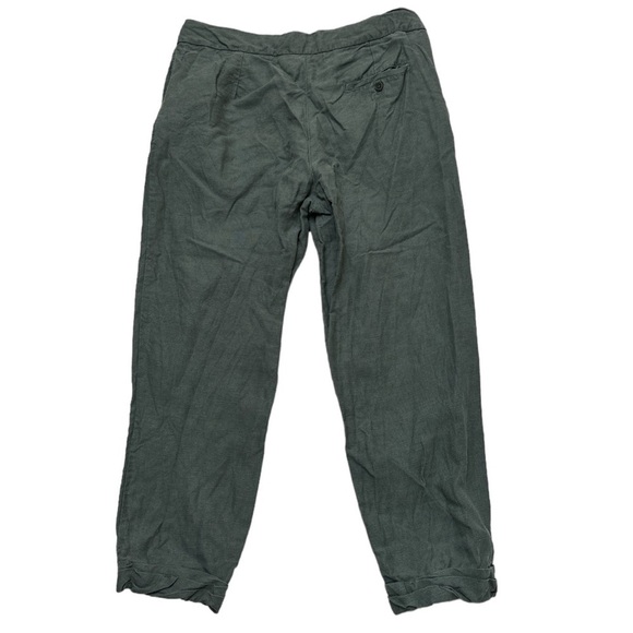 Wilfred Linen Blend Cropped Button Fly Joggers Adjustable Draw String Army Green - Picture 3 of 6